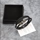 thumbnail image 5 of Pulsera tejida multicapa de acero para hombre, pulsera de cuero de moda de acero de titanio, juego de regalo con letras, 5 of 6