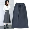 thumbnail image 2 of Prolriy Pleated Skirts for Womens Winter Vintage High Elastic Waist A Line Pleated Wool Midi Skirt Lady Skirt Women's Skirts Grey XL, 2 of 5