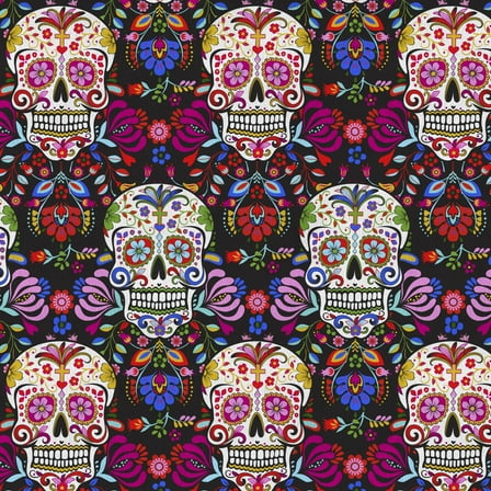 David Textiles 60" x 1.5 yard 100% Polyester Anti-pill Fleece Tulum Skulls Sewing & Craft Precut Fabric