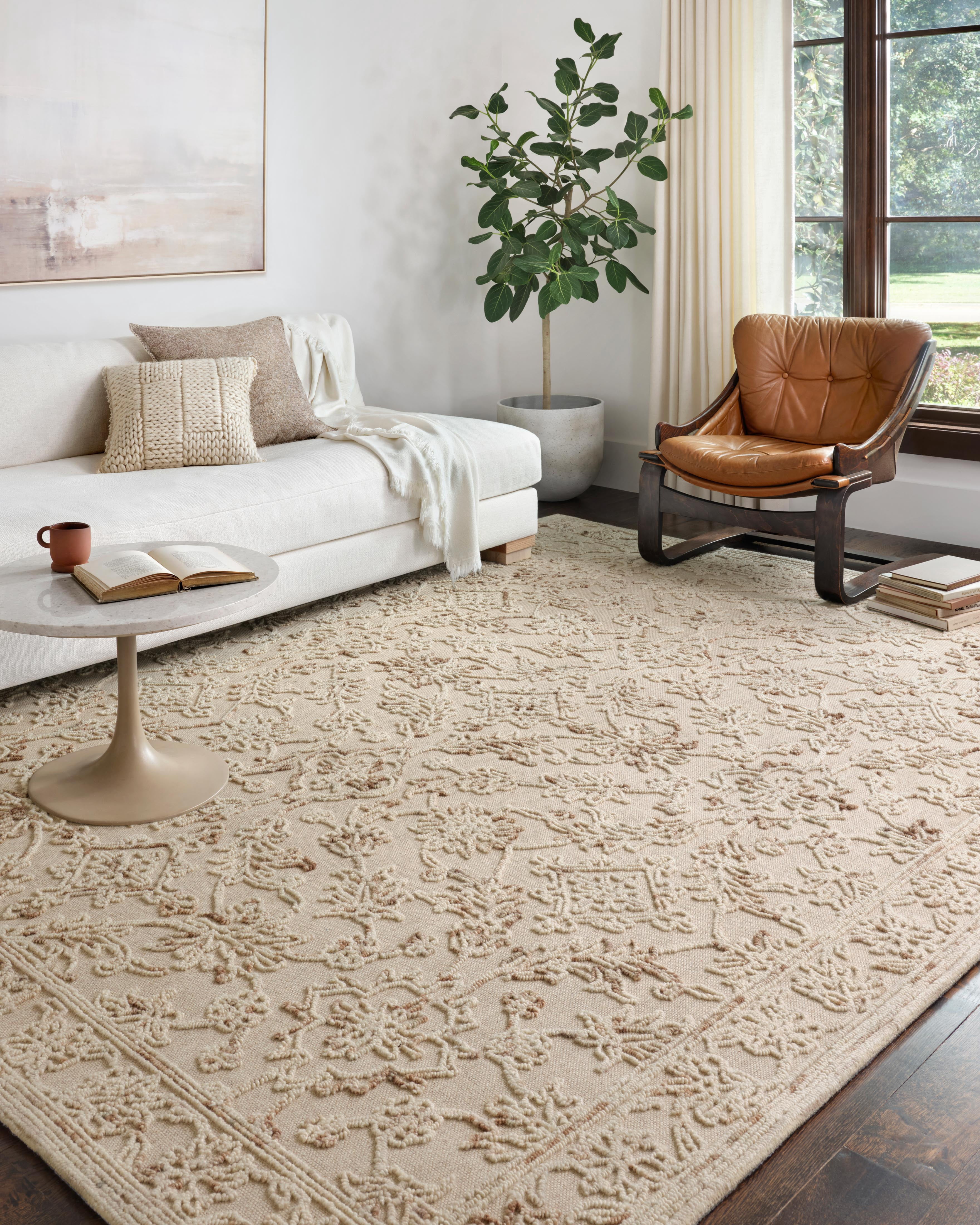 Loloi Halle Floral Traditional Area Rug, Off-White, 5'.0" x 7'.6"