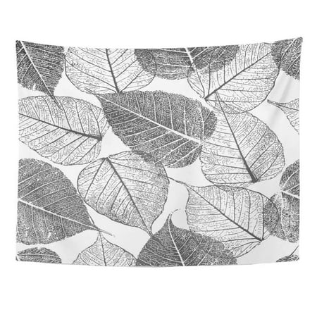Fall Leaf Outline REFRED Pattern Leafs Fall Outline Sketch Abstract Stamp Wall Art Hanging Tapestry Home Decor for Living Room Bedroom Dorm 51x60 inch ()