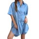 thumbnail image 1 of Nueva camisa informal holgada de manga corta para mujer: lino de color liso, poliéster estampado, para todas las estaciones, 1 of 5