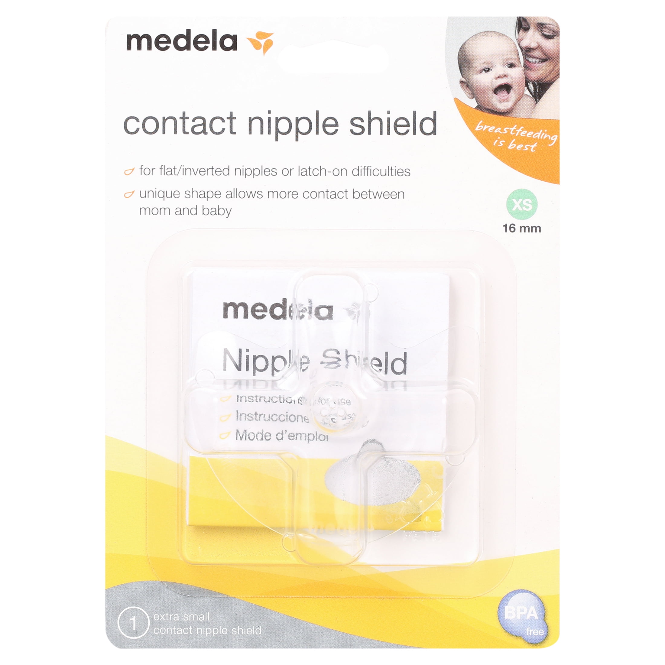 Medela Contact Nipple Shield, 16mm, Clear Silicone, DEHP & BPA Free