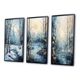 thumbnail image 3 of Designart "Winter Moonrise Birch Woods V" Floral Framed Wall Art Set Of 3 - Blue Tree Birch Frame Canvas Set For Living Room Decor, 3 of 7