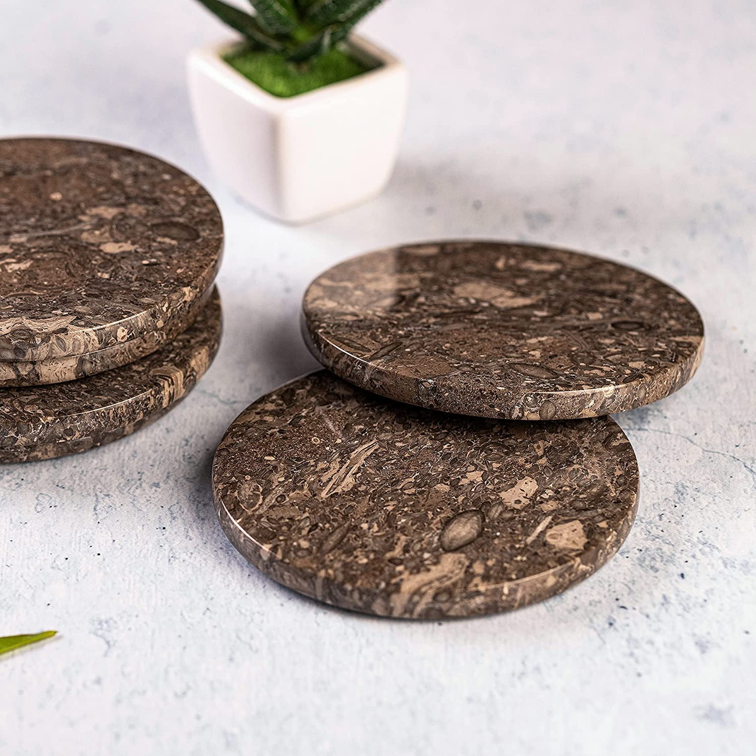 Details about    Christmas Décor Natural Soapstone Coasters for Hot & Cold Drinks set of 6 