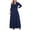 Navy Blue, variant on POSESHE Plus Size Women's Solid 3/4 Sleeve Evening Gown, Flowy V-Neck Maxi Dress