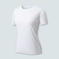 thumbnail image 2 of Delayuji Workout Tops for Women Short Sleeve Yoga Shirts Sports Gym Tshirts Running Top 80+ Sun White M Nylon,Spandex Short Sleeve Shirts for Women, 2 of 8