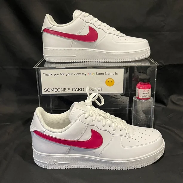 Ni&ke Air Force 1 Low White (Magenta Custom Painted Swoosh) SC-#45W