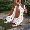 thumbnail image 5 of Eltusu Women Heeled Sandals, Ankle Strap Low Heels Open Toe Comfort Dress Sandals Shoes White Size 9.5, 5 of 8
