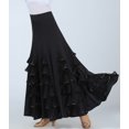 thumbnail image 3 of Whitewed Long Ruffle Flamenco Ballroom Dancers Group Team Practice Wear Skirt Black, 3 of 3