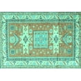 thumbnail image 1 of Ahgly Company Machine Washable Indoor Rectangle Geometric Turquoise Blue Traditional Area Rugs, 8' x 10', 1 of 4