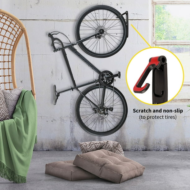 Support Vélo Mural Métal Noir – Crochets Pour Garage, Rangement Vertical, Neuf