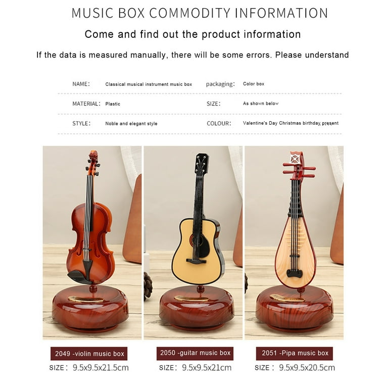 Sunisery Vintage Wind up Music Box Musical Instrument Shape