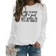 thumbnail image 1 of Sudadera de Mujer con Cuello Redondo y Manga Larga con Estampado de Letras, Jersey Informal de Moda para Mujer, Top para Trabajo Diario, Viajes, Blanco (Fuente Negra) XL, 1 of 5