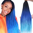thumbnail image 1 of 3 trenzas de ganchillo preenlazadas de diosa, 6 paquetes de trenzas de caja azul ombré, pelo de ganchillo para mujeres negras, trenza de 24.0 in, pelo de ganchillo trenzado recto sin nudos (T1/azul/az, 1 of 5