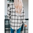 thumbnail image 5 of Asyoly Womens Plaid Shirt Jacket Long Sleeve  Flannel Lapel Button Down Shacket Jacket Boyfriends Oversized Check Shirt Coats, 5 of 6