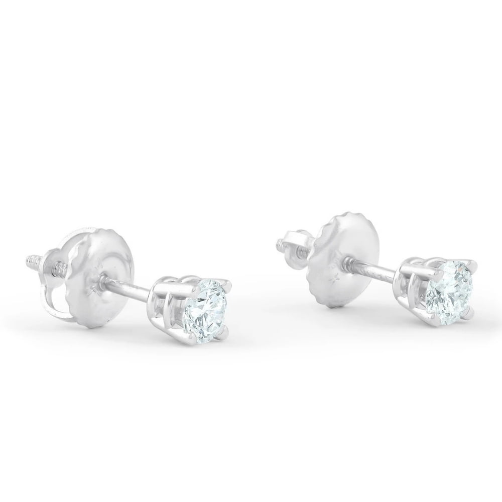 Pompeii 1/3 Ct Screw Back Diamond Studs 14k White Gold Lab Grown Earrings (F,VS/SI)