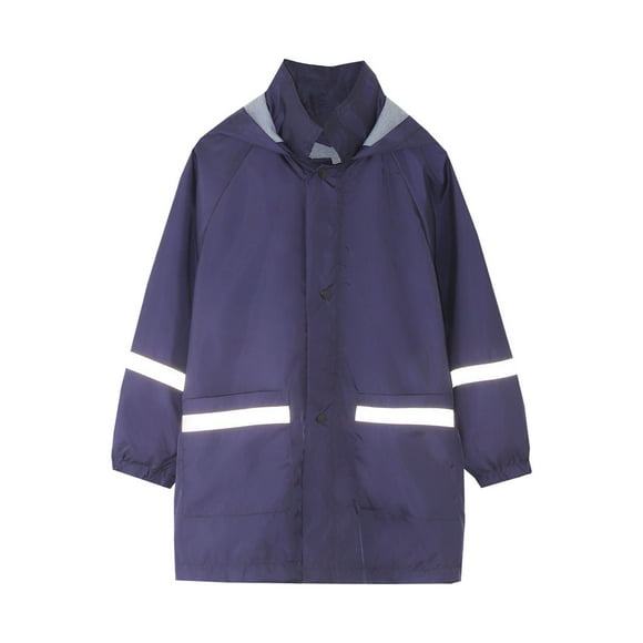 AJIWYH Poncho de Pluie Imperméable, Manteau de Pluie à Boutons pour Garçons et Filles avec Capuche Coupe-Vent Imperméable pour Enfants à Manches Longues, Trench à Capuche (Marine, 6-7 Ans)