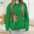 thumbnail image 1 of Chandails d'Automne Grande Taille pour Femmes Mode Décontractée Couleur Unie Poche Col Rond Manches Longues Chandail en Molleton Amusant Vert m, 1 of 7