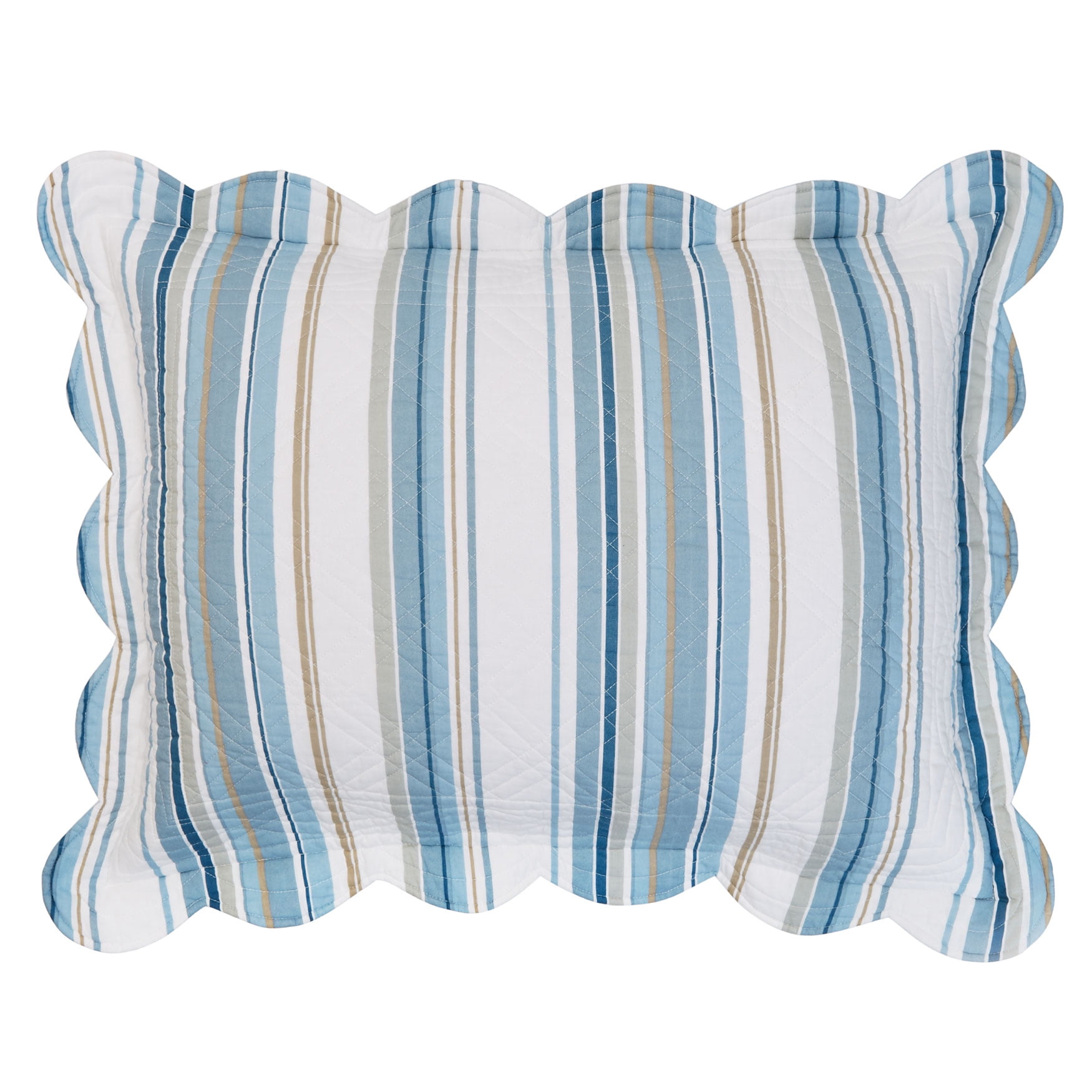 BrylaneHome Florence Sham Pillow King, Blue Stripe Multicolored