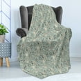 thumbnail image 4 of Hipster Soft Flannel Fleece Throw Blanket, Summer Mood Illustration with Flowers Bicycle Backpack and Food, Cozy Plush for Indoor and Outdoor Use, 50" x 60", Pale Almond Green Cream, by Ambesonne, 4 of 5