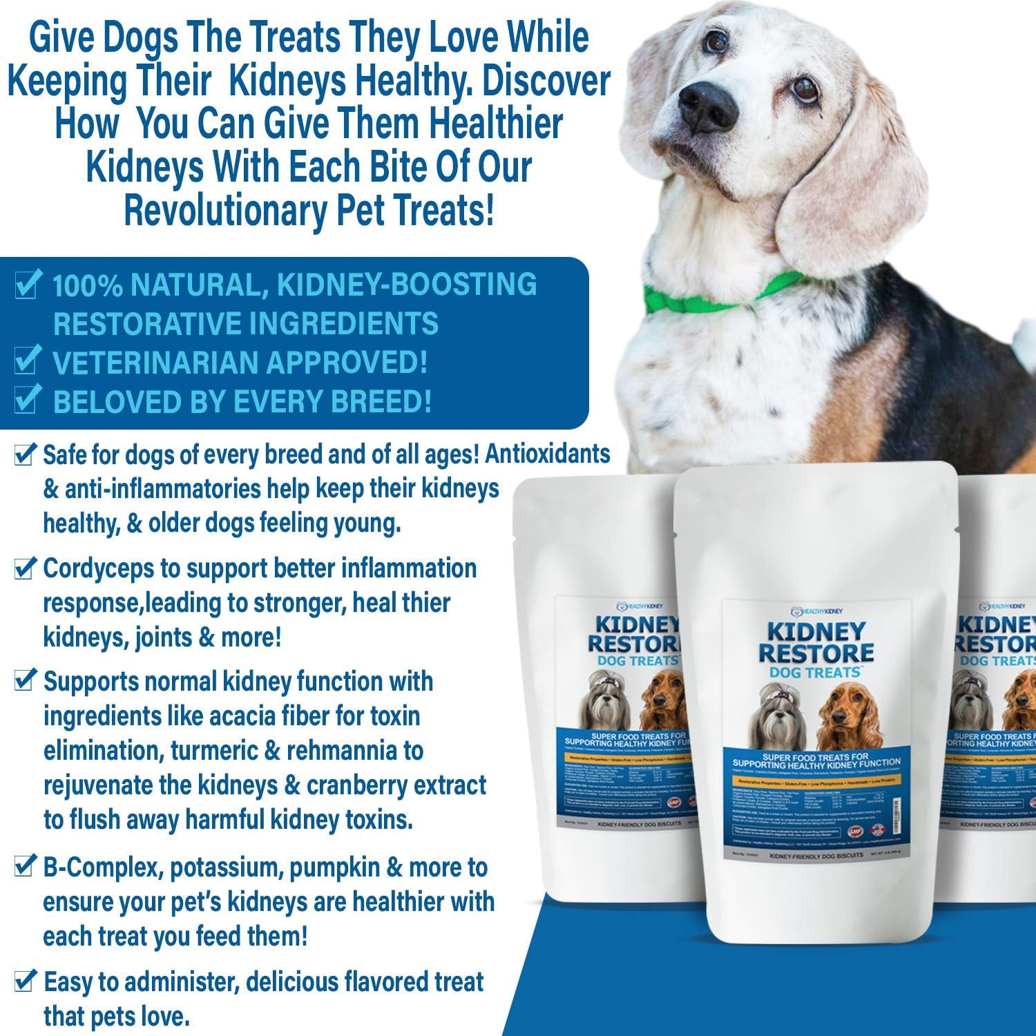 Kidney Restore Low Protein Dog Treats (2 Pack) for Kidney Health Support