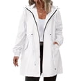 thumbnail image 2 of Duoif Rain Jacket Women, Women's Rain Jacket Plus Size Long Raincoat Lightweight Windbreaker Jackets with Pockets Jackets for Women White XL, 2 of 6