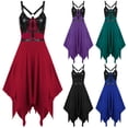 thumbnail image 4 of Xihbxyly Retro Dress for Women, Women's Gothic Punk Dress Sleeveless Cold Shoulder Steampunk Style Dresses Womens Strap Mid Length Gowns, 4 of 4