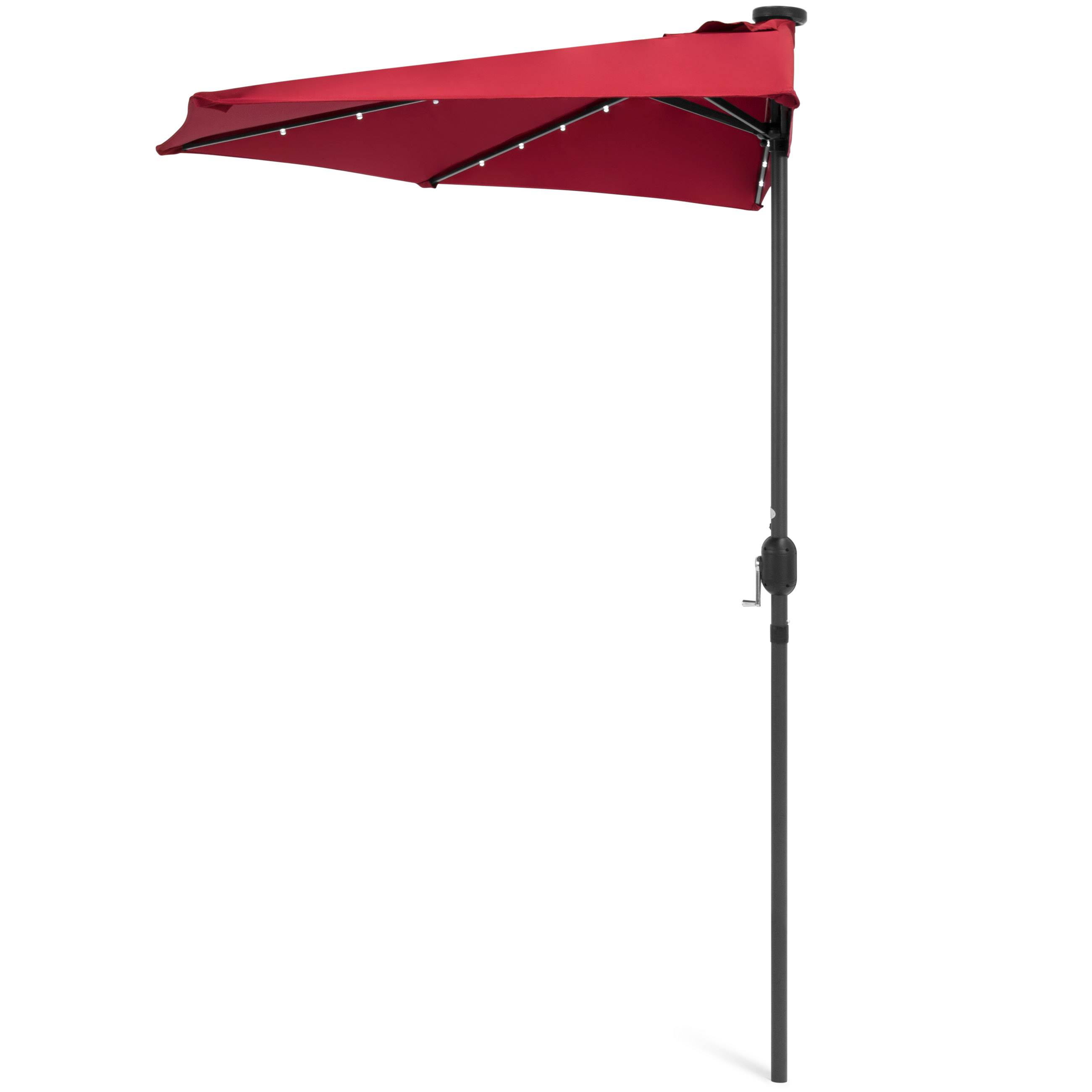 8 5ft Solar Led Strip Lighted Half Patio Umbrella Sun Shade With Hand Crank Blue