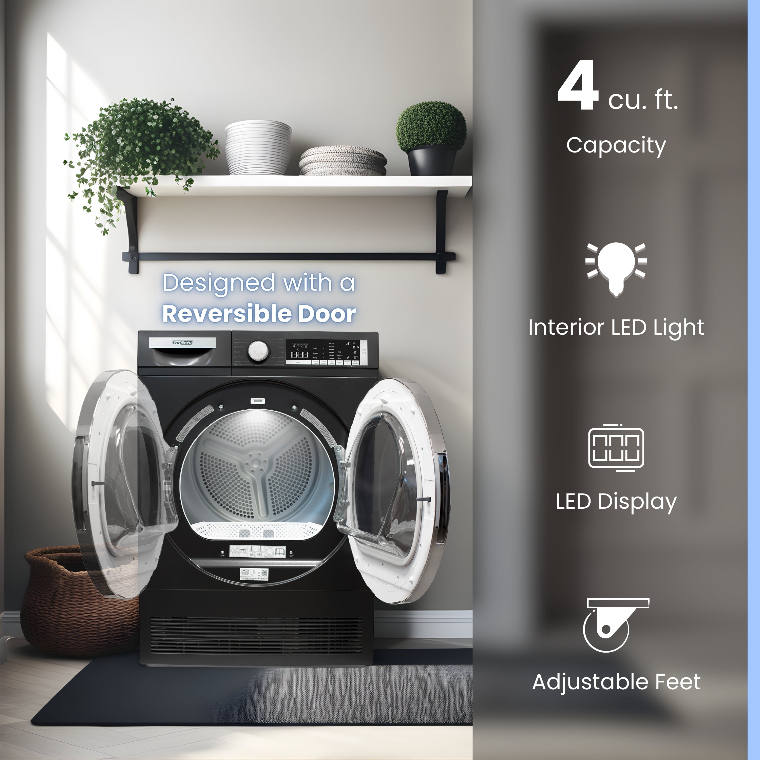 ConServ 4cf Dryer Condensing/Ventless Sanitize LED Display Rev. Door 220V EStar