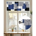 thumbnail image 7 of Window Valance for Kitchen, Navy Blue Color Block Rod Pocket Curtain Valances Short Curtains Drapes Panel, Grey Plaid Abstract Geometric Window Treatment Topper for Bathroom Bedroom 54x18in, 7 of 7