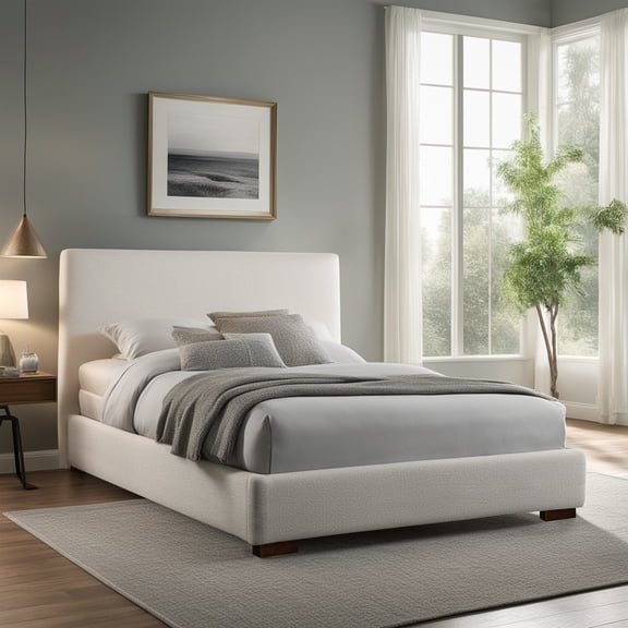 Bedwyr White Boucle Queen Bed