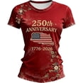 thumbnail image 2 of HOWPAY Womens 250 Anniversary USA Shirt Short Sleeve Crew Neck Vintage Independence Day Patriotic T-Shirt 1776-2026 Commemorative Casual T-Shirt Red L, 2 of 4
