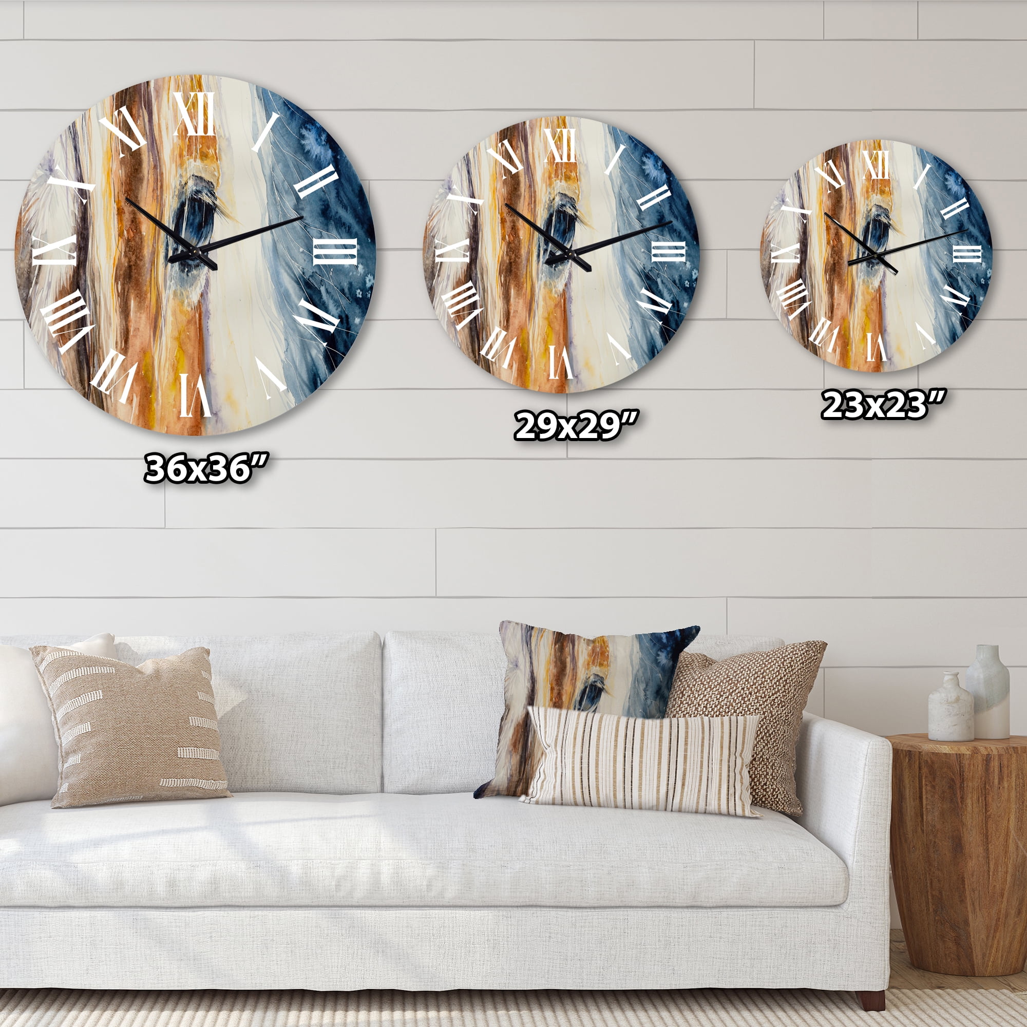 Designart 'Close-Up Of A Beautiful Horses Eye I' Farmhouse Wall Clock