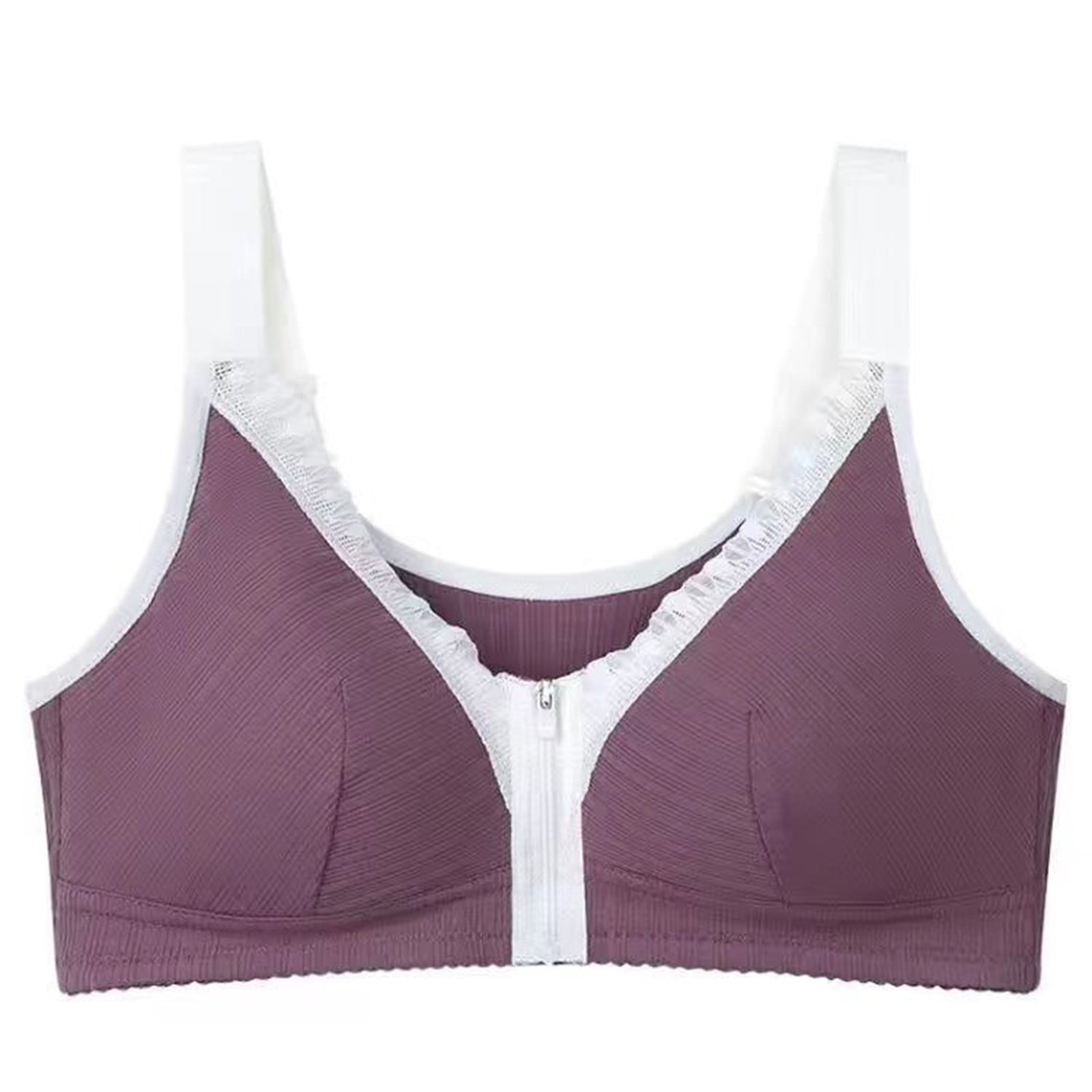 Ersazi Front Closure Bras For Older Women Fashion Sexy Front Zipper  Ringless Underwear Plus Size Together Everyday Bras On Clearance Purple S 