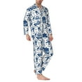 thumbnail image 2 of Fotbe Skiing Enthusiast Pijama de Hombre con Estampado de Manga Larga, Conjunto de 2 Piezas, Ropa de Dormir Suave y Cómoda con Bolsillos-Small, 2 of 7