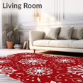 thumbnail image 2 of ODIKA 6'x9' Machine Washable Non-Slip Area Rug, Winter Wonderland Snowflake Medallion Holiday High Traffic Rug with Pad, Red, 614495, 2 of 8