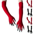 thumbnail image 4 of Xfvqtps Ladies Ghost Claws Gloves with Nails Fingernails Horror Devil Funny Elastic Breathable Party Ice Silk Gloves Black, 4 of 4