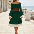thumbnail image 3 of Women's Renaissance Peasant Dress Off Shoulder Ruffle Long Sleeve A-Line Midi Dress with Lace-up Corset Belt Medieval Vintage Halloween Costume Fair Festival Outfit, 3 of 8
