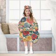thumbnail image 7 of FORMRS Wearable Blanket Hoodie with Sleeves for Kids Cozy Flannel Sweatshirt, Vibrant Flowers Pattern, 7 of 7