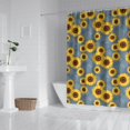 thumbnail image 2 of Sunflower and Outline Blue Pattern Modern Waterproof Shower Curtain Set with 12 Hooks, Washable Decorative Bathroom Shower Curtain, 2 of 6