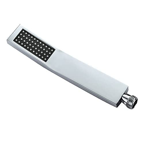 HPZZ All Brass Square Chrome Or Black Hand Held Shower Head With Brass Wall Connector Holder And 1.5m Stainless Steel Hose (Flat1)