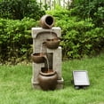 thumbnail image 2 of Teamson Home Water Fountain 31" Height Solar Powered Outdoor Waterfall Bowls Battery Backup LED Lights, 2 of 7