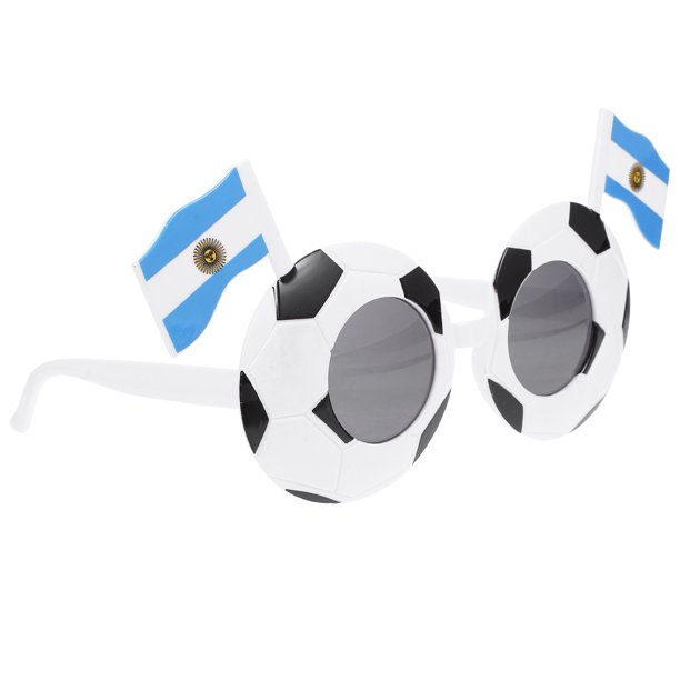 EeaseMX Decoración de gafas de sol para fiesta, gafas con forma de balón de fútbol, gafas con bandera, accesorio para animar