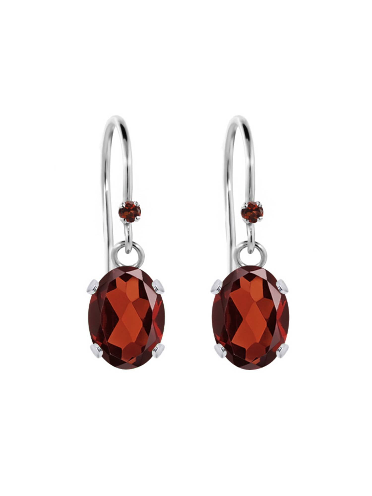 Gem Stone King 1.83 Ct Oval Red 925 Sterling Silver Earrings