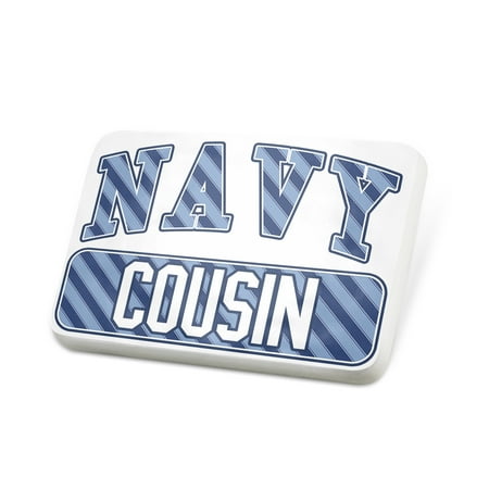 Porcelein Pin NAVY Cousin, Blue stripes Lapel Badge – NEONBLOND