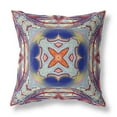 thumbnail image 2 of Pastel Floral Squares Suede Zippered Pillow Gray Red Orange Midnight Blue 16", 2 of 5