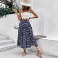 thumbnail image 6 of LWavelet Women Ditsy Floral Print Smocked Midi Skirt High Waist Side Split A Line Skirt Navy XL, 6 of 8