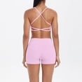 thumbnail image 3 of QIbmong Workout Sets for Women Sleeveless Spaghetti Straps Halter Neck Camisoles and High Waist Biker Shorts Summer Gym Outfits(XL,Pink), 3 of 9