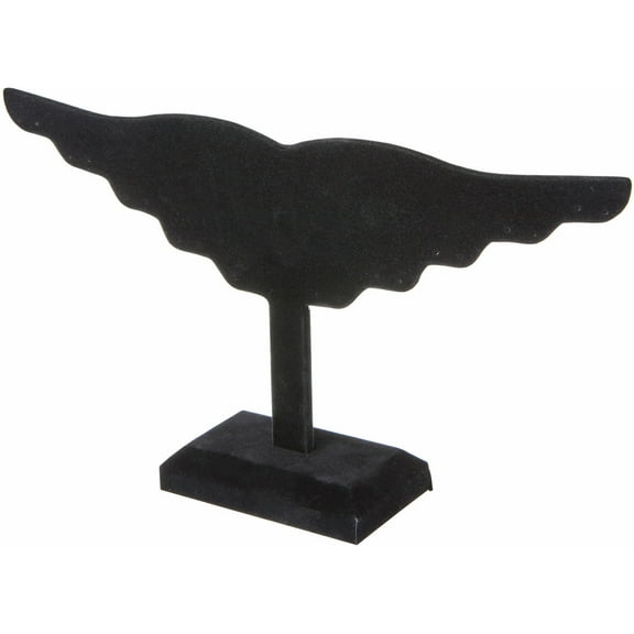 Plymor Black Velvet Wing Style, Ten Pair Earring Display Stand, 12.5" W x 6.5" H